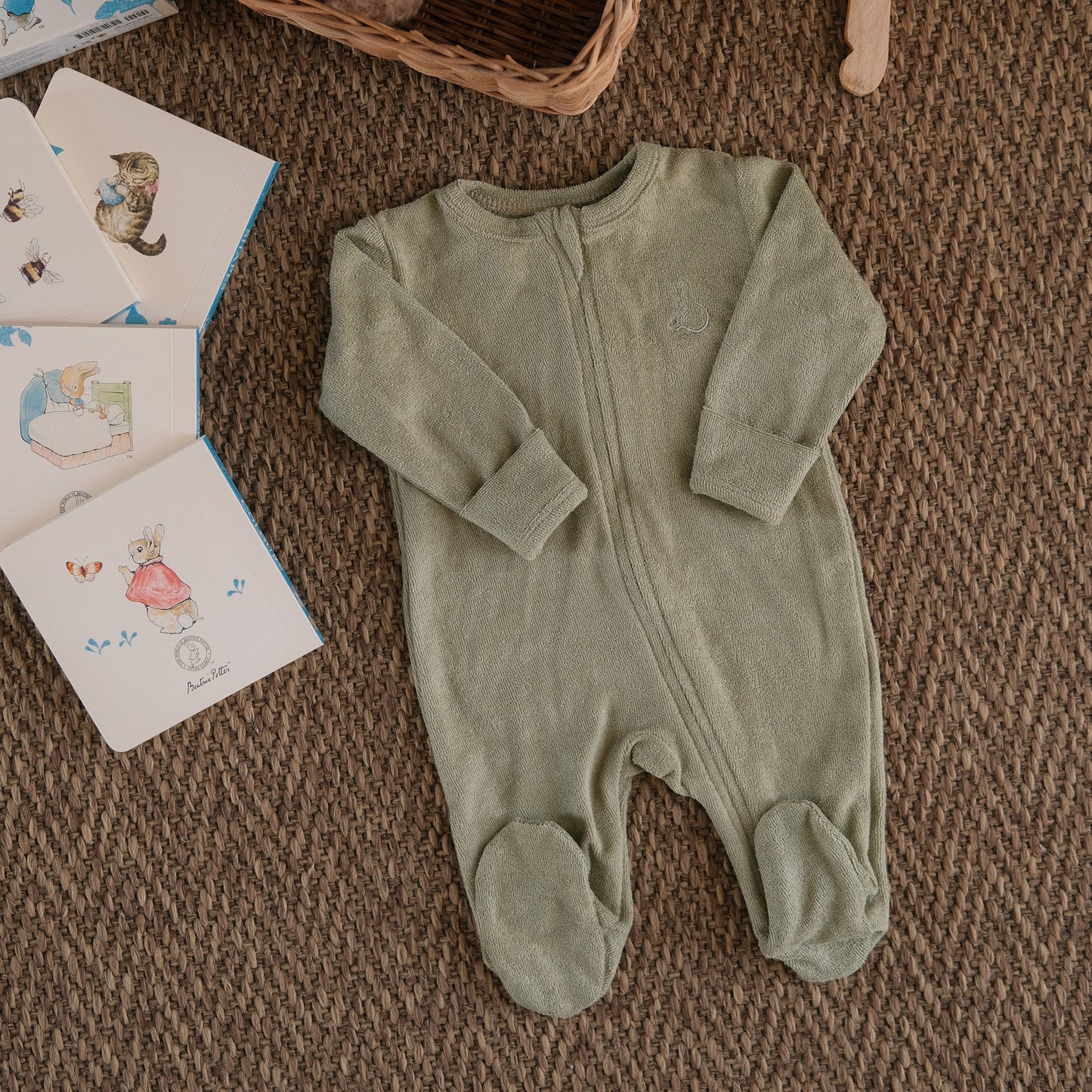 Winter Plush Zip-Up Onesie in Forest
