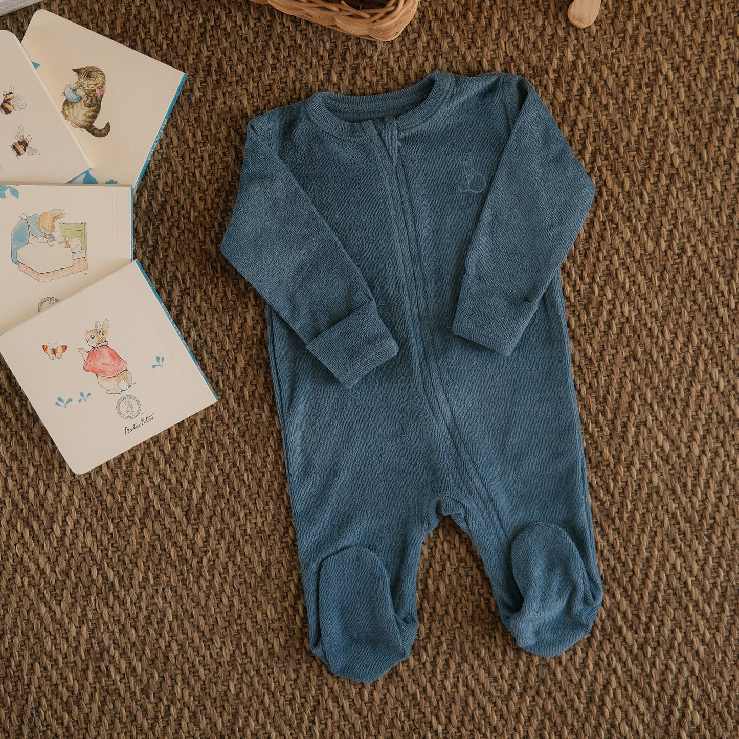 Winter Plush Zip-Up Onesie in Whimsy Wave