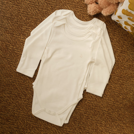 Long-Sleeved Bodysuit in Milk - Bundle of 3