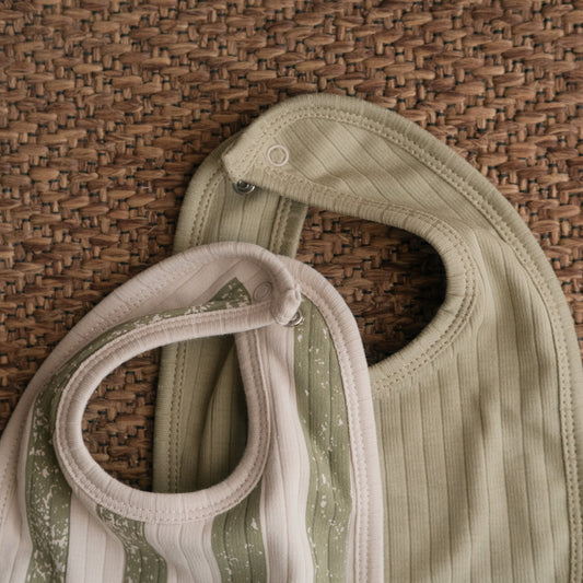 Forest Stripes Plush Padded Bibs- Pack of 2