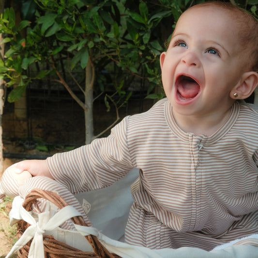 Zip-Up Footed Onesie in Alabaster Bloom