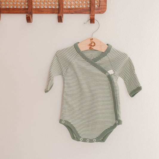 Long- Sleeved Kimono Bodysuit in Palm Mist