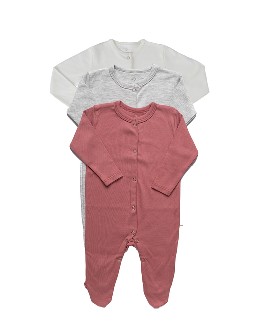 Baby Girl Footed Onesies - Bundle of 3