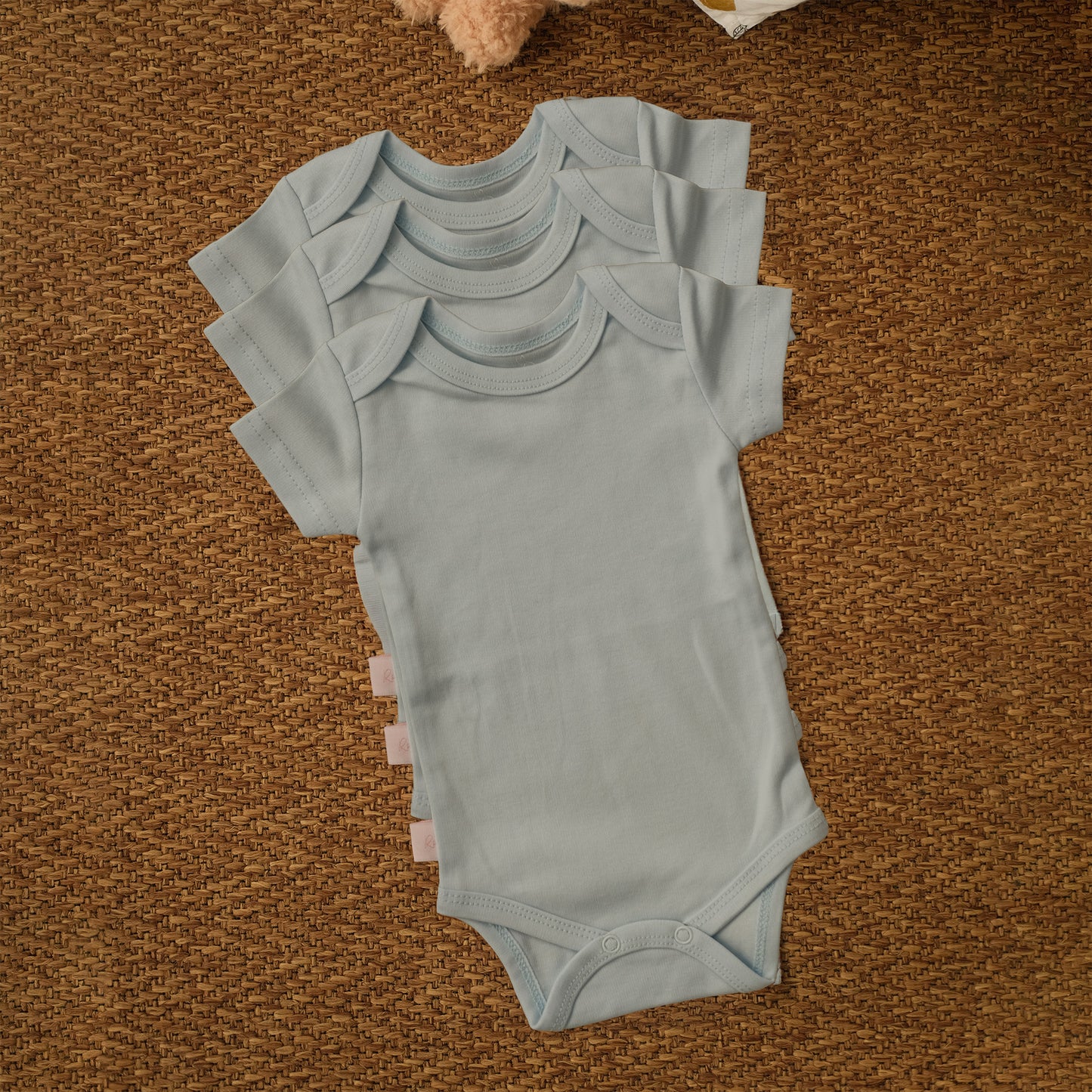 Short-Sleeved Bodysuit in Sky Blue- Bundle of 3