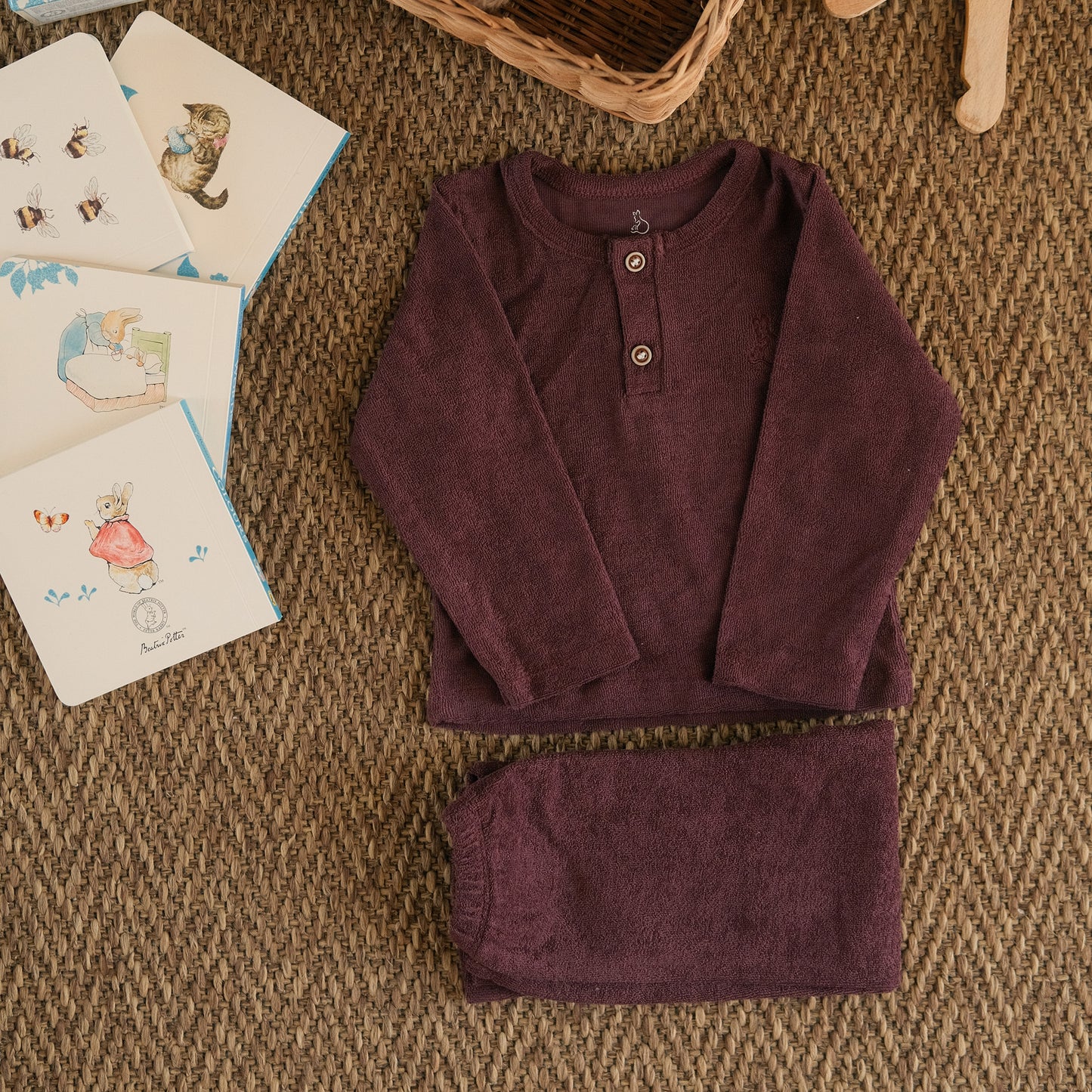 Winter Plush 2-Piece Pajamas in Plum