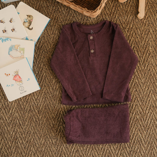 Winter Plush 2-Piece Pajamas in Plum