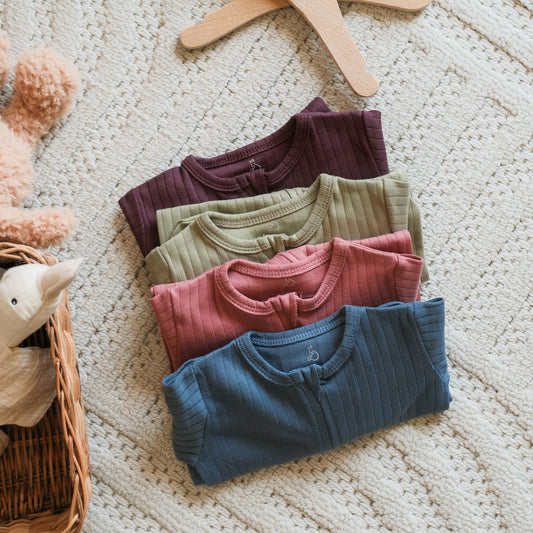 Solid Whimsical Wave Zip-up Onesie