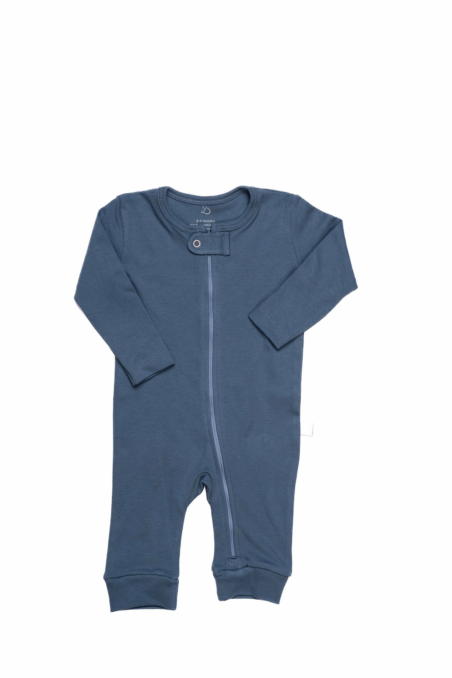 Ocean Blue Plain Zip-Up Onesie